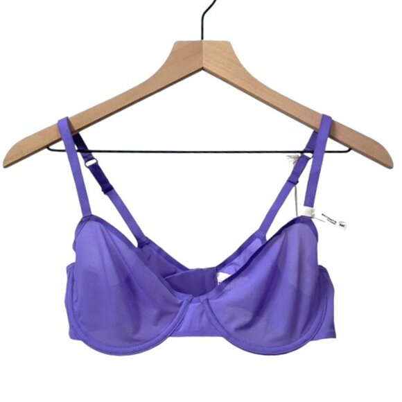 NWT Aerie Smoothez Purple Unlined Sheer Mesh Balconette Underwire Bra 36C - Picture 1 of 10